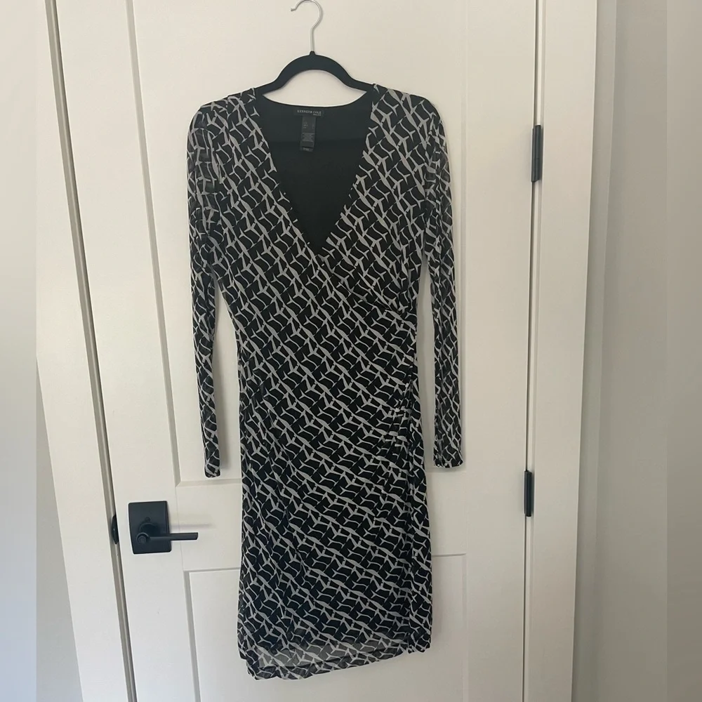 Kenneth Cole 100% Silk Wrap Dress